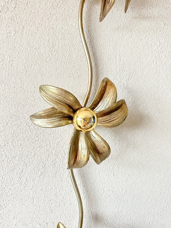 Lampada a fiore vintage Willy Daro, Applique, Metallo, Dorato (foto 3 di 10)