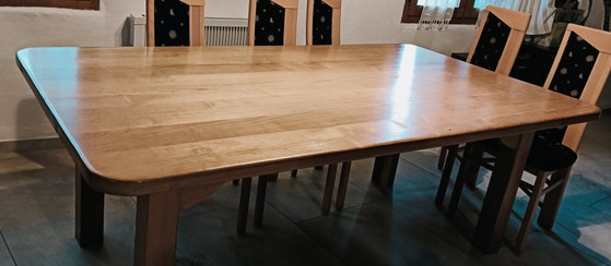 Uitzonderlijke eettafel van massief kastanjehout, 220 x 120 cm x 78 cm (photo 8 of 11)