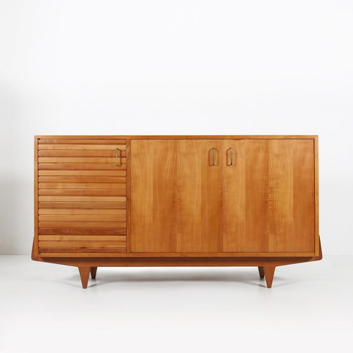 Mid-Century French Sideboard In Full Cherry Wood, 1950