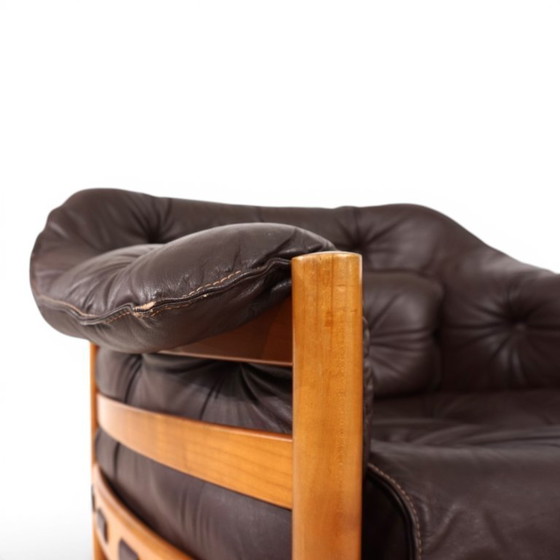 Woonkamerset Coja van Sven Ellekaer – 3-zitsbank en 2 fauteuils in bruin leer, 1960 – Wood, Leather (photo 9 of 20)