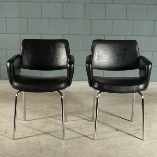 Set di poltrone vintage in similpelle – nere – anni '70