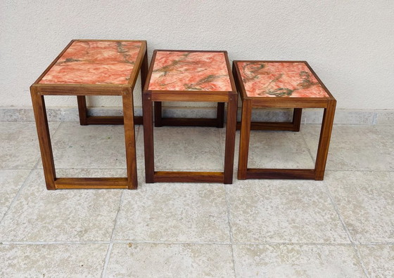 Image 1 of Set of 3 Scandinavian nesting tables in teak, 1960