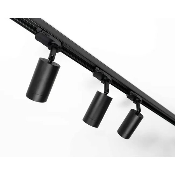 Image 1 of Kit d'éclairage sur rail noir | 3 mètres | 6 spots sur rail GU10 | Système de rail triphasé