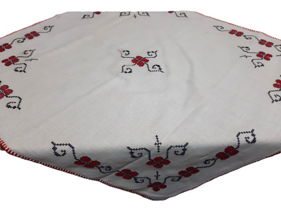 Image 1 of Vintage Hand Embroidered Tablecloth 74 x 70 cm