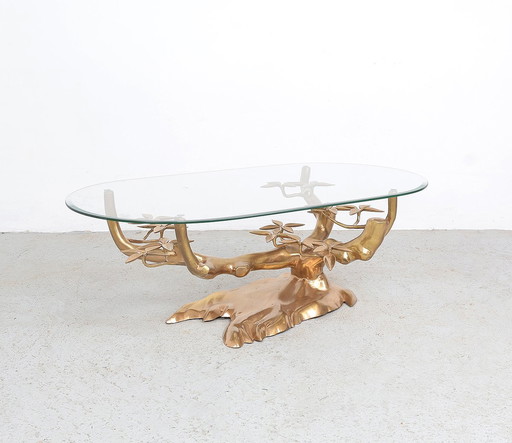 Willy Daro Bonsai coffee table brass, 1970s