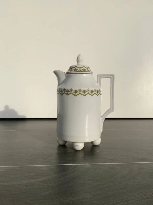 Caffettiera in porcellana Art Déco - Stile "Alt Wien" - Quattro piedini a sfera - c. 1920-1930