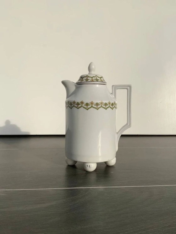 Image 1 of Caffettiera in porcellana Art Déco - Stile "Alt Wien" - Quattro piedini a sfera - c. 1920-1930
