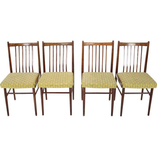 Set of 4 vintage wooden dining chairs, Czechoslovakia 1970s