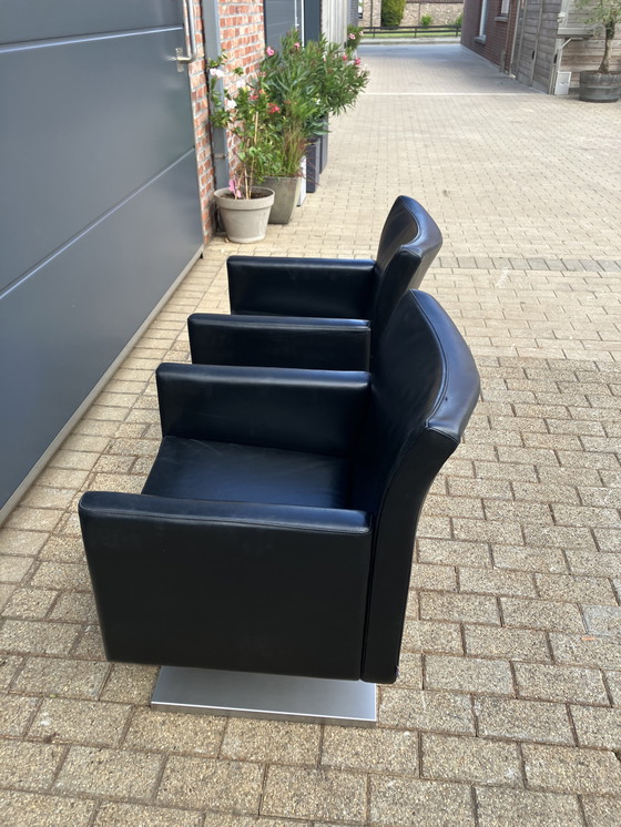 Image 1 of 2x sedie laterali Jori Kubolo in pelle nera Condizioni ottimali!!!