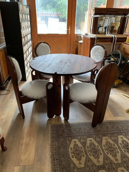 Vintage Eetkamerstoelen & Tafel van Szedleczky, jaren 60, Set van 5
