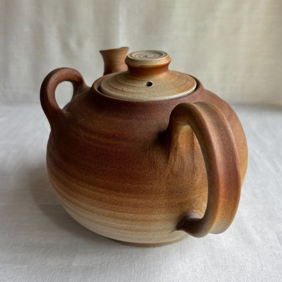 Image 1 of Deense steengoed theepot uit de jaren 70 van Karlslunde Keramik - Sculpturale Wabi Sabi