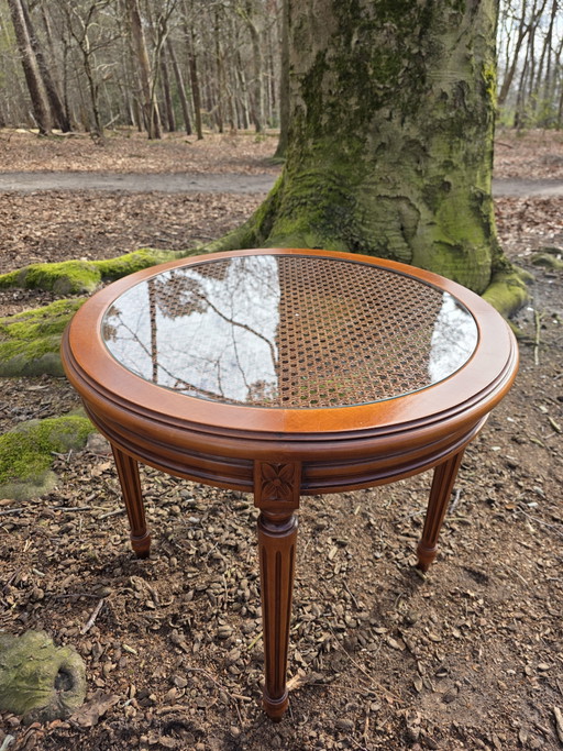 Vintage bijzettafel met Weens vlechtwerk