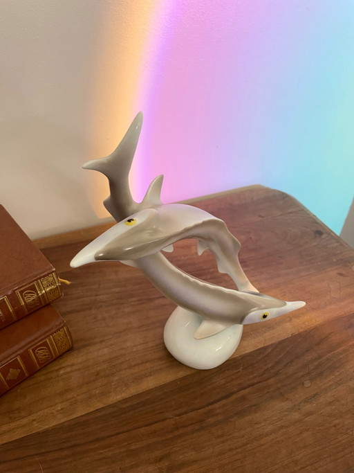 Hungarian Porcelain Sturgeon Statue