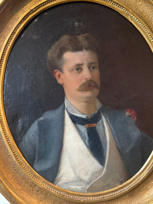 Oil on Canvas Portrait by Daniele Ranzoni, Late 19th Century – schilderijen tekeningen (photo 2 of 11)