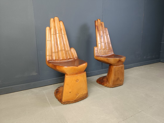 Image 1 of Paire de chaises en teck façonnées à la main, 1970