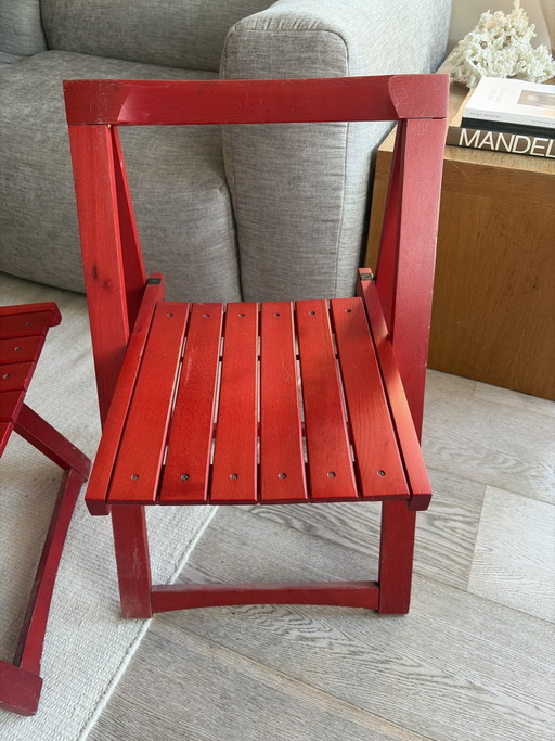 Aldo Jacober Trieste klapstoelen 2x rood hout