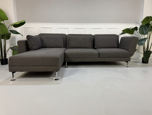 Brühl Moule hoekbank design slaapfunctie stoffen bank grijs