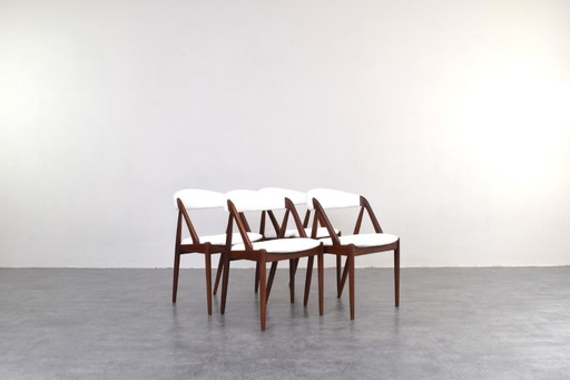 Mid-Century Teak & Boucle Chairs Model 31 by Kai Kristiansen for Schou Andersen, 1960s, Set of 4