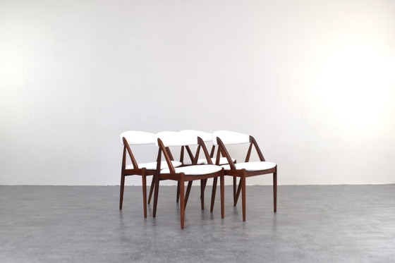 Image 1 of Mid-Century Teak & Boucle Chairs Model 31 by Kai Kristiansen for Schou Andersen, 1960s, Set of 4