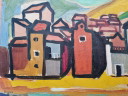 Olieverfschilderij “Küstendorf”, 1959 – Dr. Heinz Beisker (1908–1991) – Düsseldorfse School
