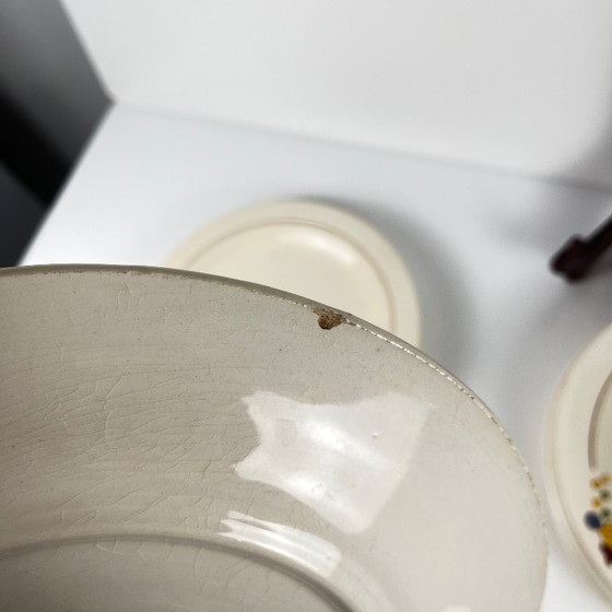 Image 1 of Set di 10 piatti da portata Longwy, XX secolo, decoro floreale