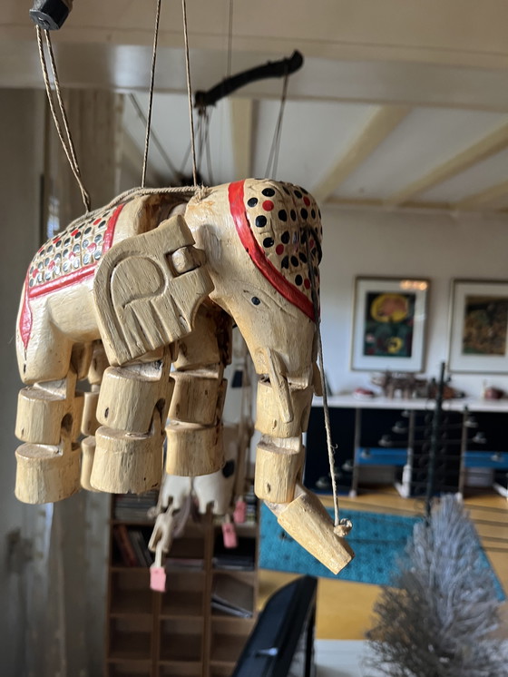 Image 1 of Collection of wooden animal marionettes