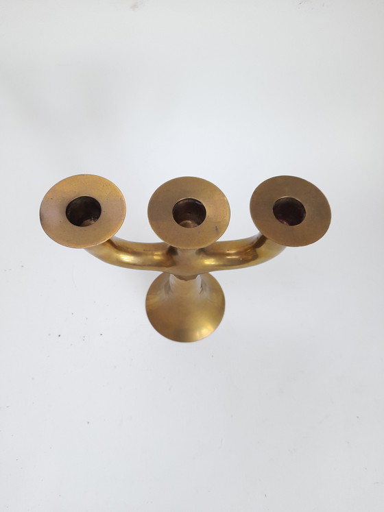 Image 1 of Swedish 3-branch brass candlestick