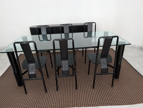 Zanotta Marcuso + Irma - Marco Zanuso - Eettafel - Glass,- Achille Castiglioni - Stoel – Metal (photo 6 of 6)