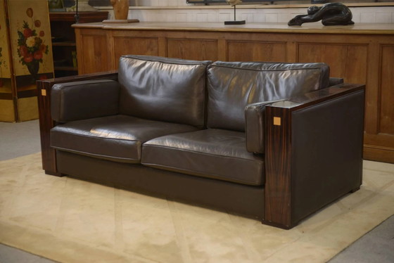 Minimalist leather and Macassar ebony canapé from the 1980s. – 3-5 seaters, Wood, Design (photo 15 of 15)