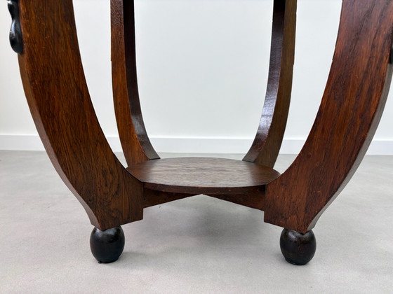 Amsterdam School Art Deco side table from the 1920s/30s, Wood, Brown (photo 5 of 10)