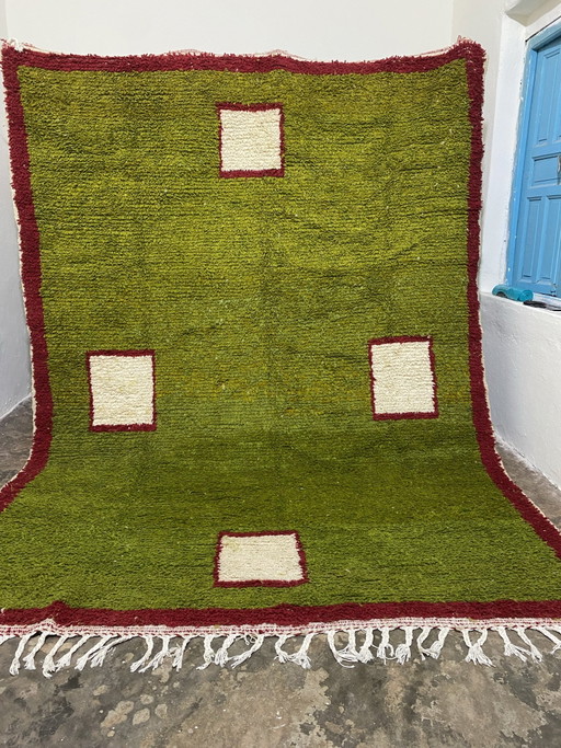 Prachtig groen natuurwollen vloerkleed 220/300