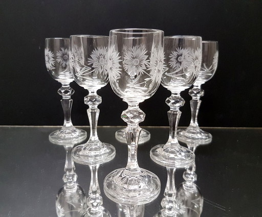 6x Bicchieri di cristallo al piombo / Vetreria Poděbrady