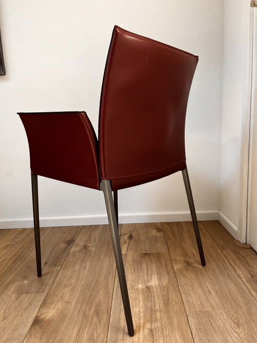 4x Poltrone in pelle Zanotta Lia disegnate da Roberto Barbieri