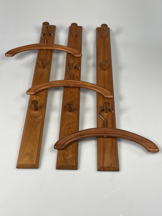 Image 1 of Vintage Teak Wall Coat Rack With Hangers, Aksel Kjersgaard For Odder Mobler, Denmark 1960'S