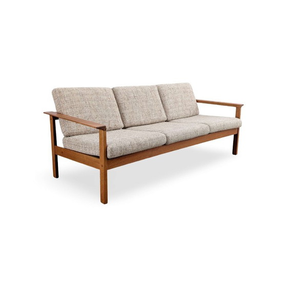 Original Vintage Midcentury Three-Seater Sofa Teak Vamo Denmark, Vamo Møbelfabrik, 3-5 seaters, Wood, Beige (photo 6 of 11)