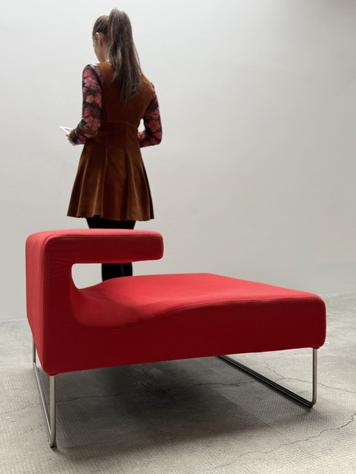Patricia Urquiola for Moroso "Lowseat" armchair Kvadrat fabric red, Italy 1990s