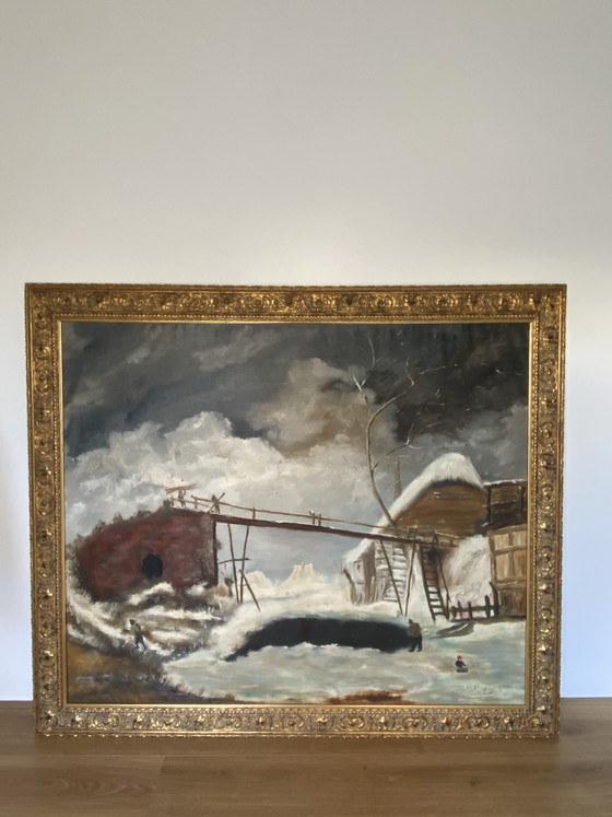 Image 1 of Groot schilderij met prachtige lijst van Bolwerk