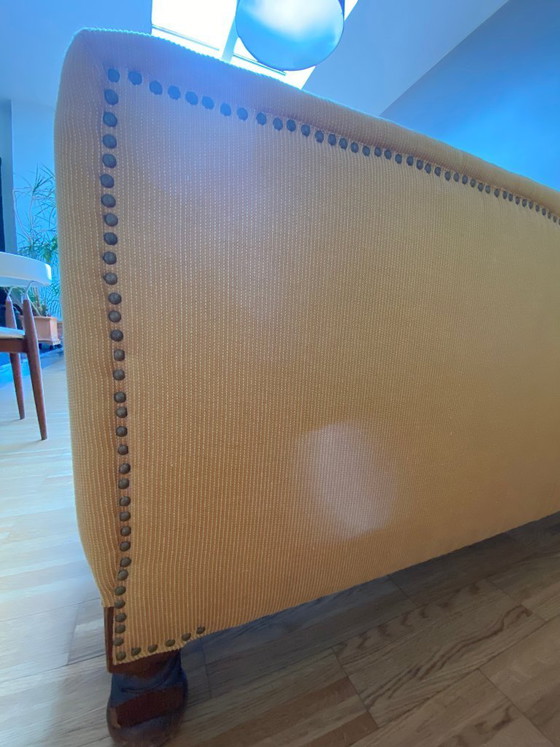 Image 1 of Chaise longue eiken/goudkleurige geribbelde stof