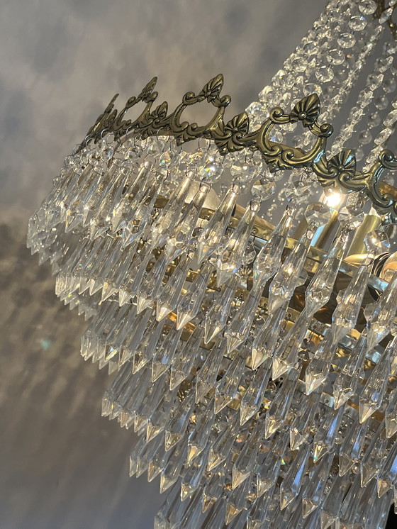 Image 1 of Lustre vintage en cristal avec pendentifs