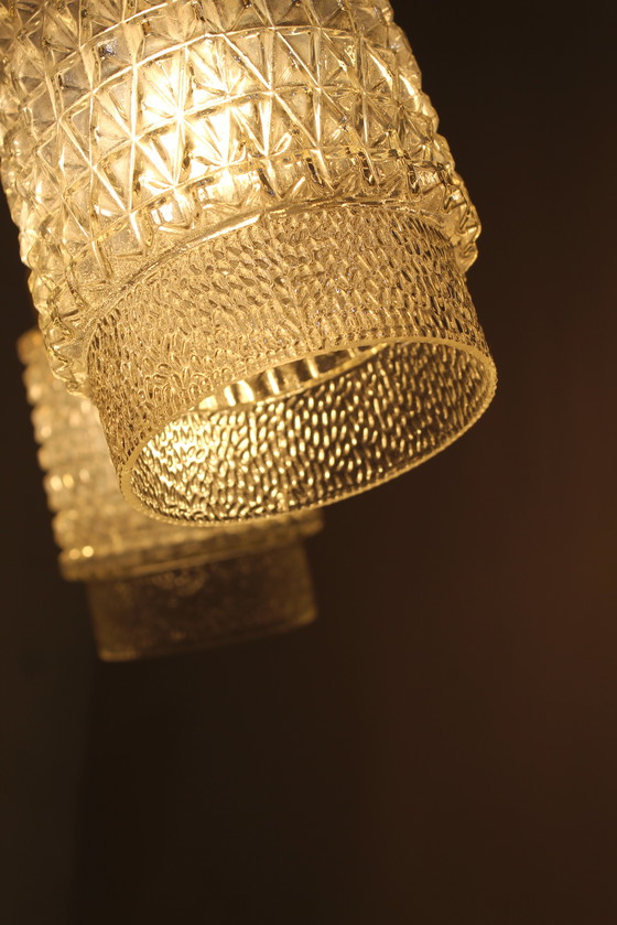 Image 1 of Plafonnier vintage, lustre - 1960s, laiton, verre