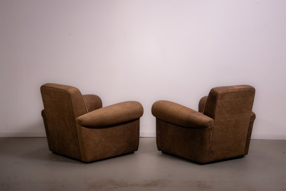 Image 1 of Sillones Mickey de Baxter Italia en piel nabuk color camel. Circa 1998