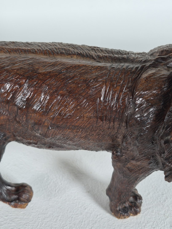 Antieke handgesneden Afrikaanse hardhouten sculptuur, dierenbeeldje: leeuw – Beeldhouwkunst, Wood (photo 14 of 15)