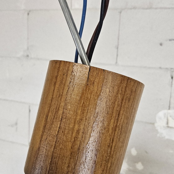 Image 1 of Lampadario d'epoca (anni '60) (8 bracci) cromo/legno (design metà secolo) Lampada a sospensione