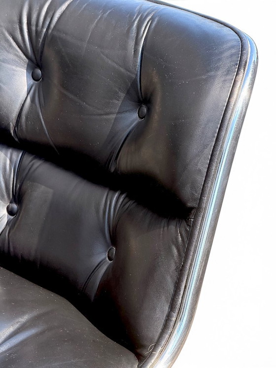 Fauteuil Pollock Knoll cuir noir sans accoudoirs, piètement roulettes – Leather (photo 9 of 10)