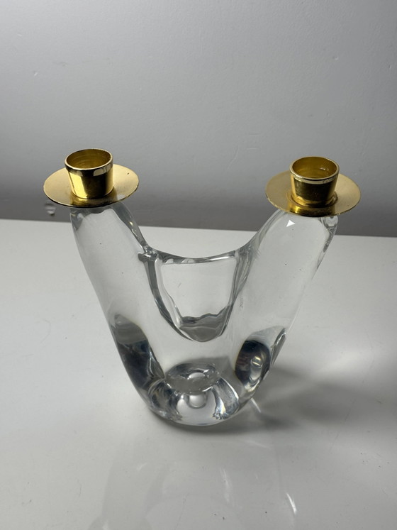 Modernist chandelier in crystal and brass, Schneider Glassworks, 1960., Candle holders, Transparent (photo 5 of 8)