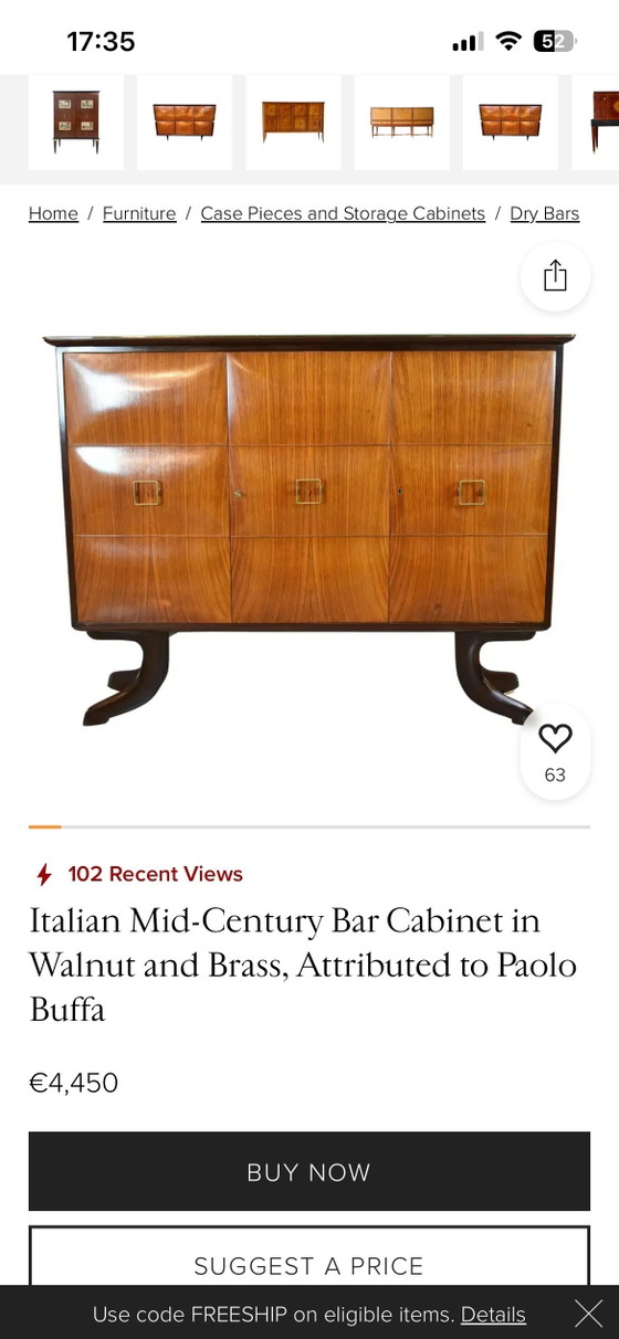Image 1 of Paolo buffa 50 bar cabinet 