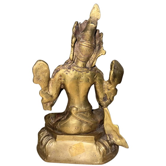 Massiccia Tara Verde Vintage (Shyama Tara) – Metà XX Secolo – Bronzo Dorato – 17 cm / 1,3 kg – Sculture (photo 5 of 10)