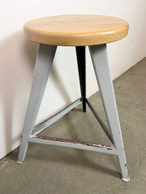 Image 1 of Grey Industrial Workshop Stool, 1960s