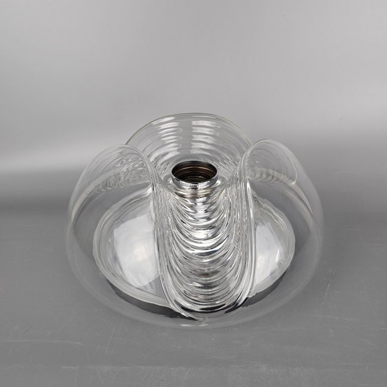 Image 1 of Vintage Space Age Ceiling Lamp – Peill & Putzler “Wave” / “Futura” – 1970s Germany – Glass and Metal – Ø 32 cm.