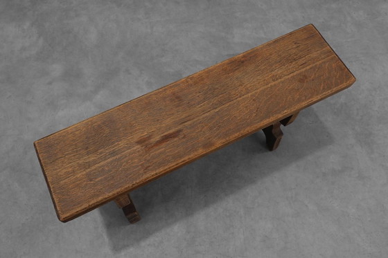 Image 1 of Panca rustica francese in rovere massello, Francia, circa 1900